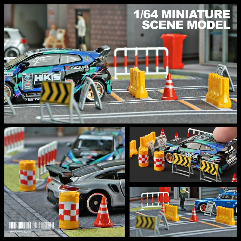 1:64 anime barricadas de tráfego figura mini boneca modelo em miniatura fotografia adereços modelo cena diy mesa areia paisagismo ornamento