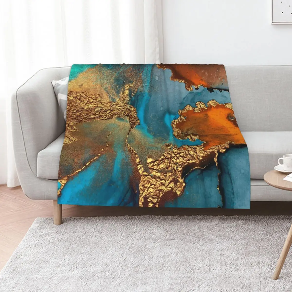 glamorous gold ink autumn texture Throw Blanket Camping halloween warm for winter Plaid bed plaid Designers Blankets