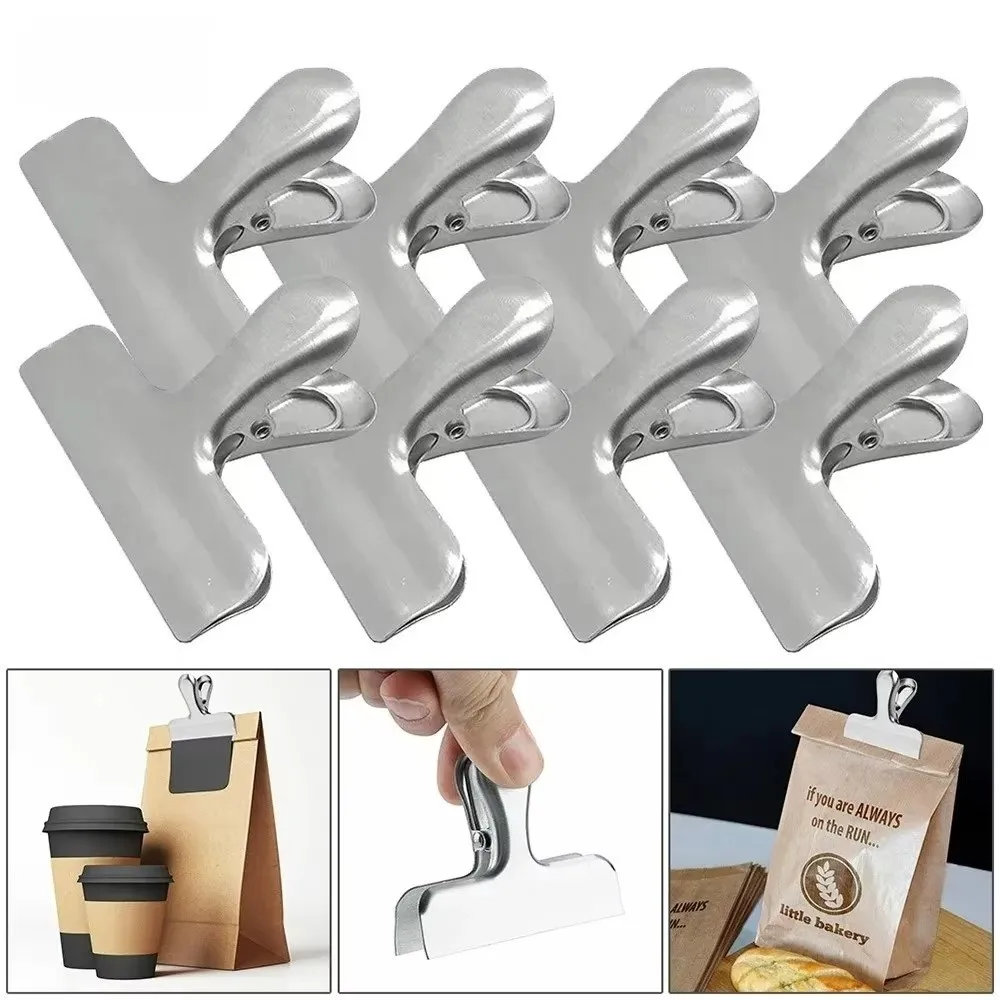 Stainless Steel Sealing Clip Mini Size Snack Sealing Binder Clip Dust-proof Leak-Proof Storage Bag Sealing for Home Kitchen