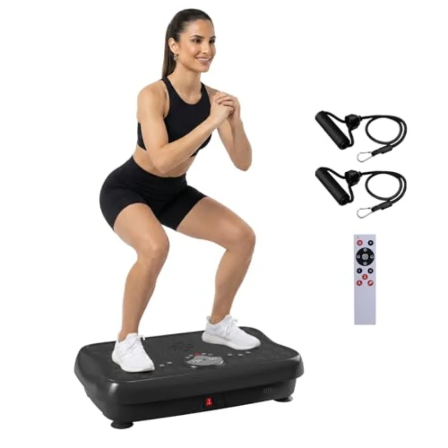 Vibrationsplatte Trainingsgerät für Ganzkörper-Workout Lymphdrainage Gewichtsreduktion Stahlplattform Schwarz 460 lbs Tragkraft 300