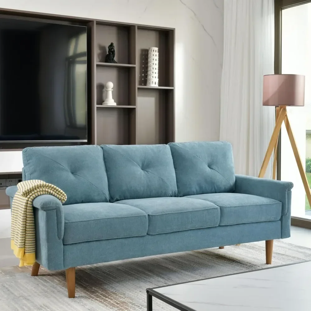 71 3 Seater Sofa Couches for Living Room,Mid-Century Modern Sofa Couch,Comfy Deep Seats Sofa Small Loveseat Couch