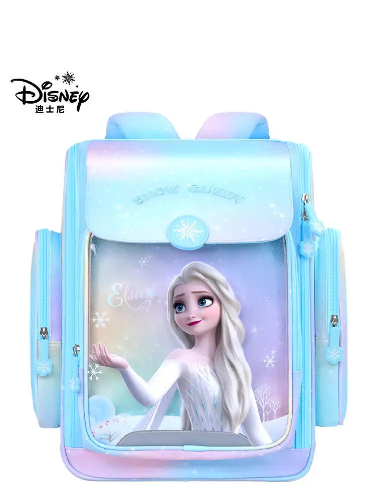 Disney Frozen Girl School Bag Elsa Anna Grade 1-3 Primary Student Shoulder Orthopedic Backpack Large Capacity Kids Gifts Mochila