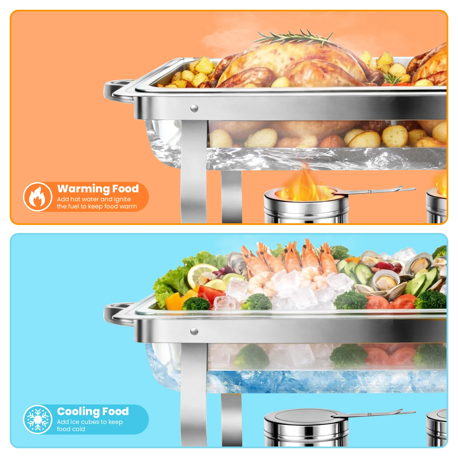 Chafing Dish Buffet Set Stainless Steel 316 Restaurant Catering with Lids Holders Food Warmer Server for Party Banque Weddings
