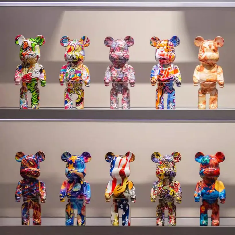 New Graffiti Bear Statue Home Decoration Animal Statue Modern Room Sculpture Desktop Home Decoration Ornament
