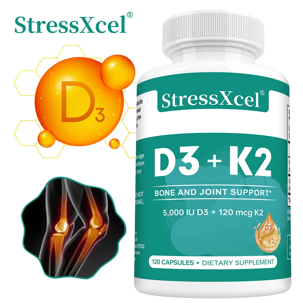 

Vitamin D3 + K2 Capsules - Supports Circulation, for Bone, Joint, Teeth and Skin & Immune Health Supplement, Calcium Absorption