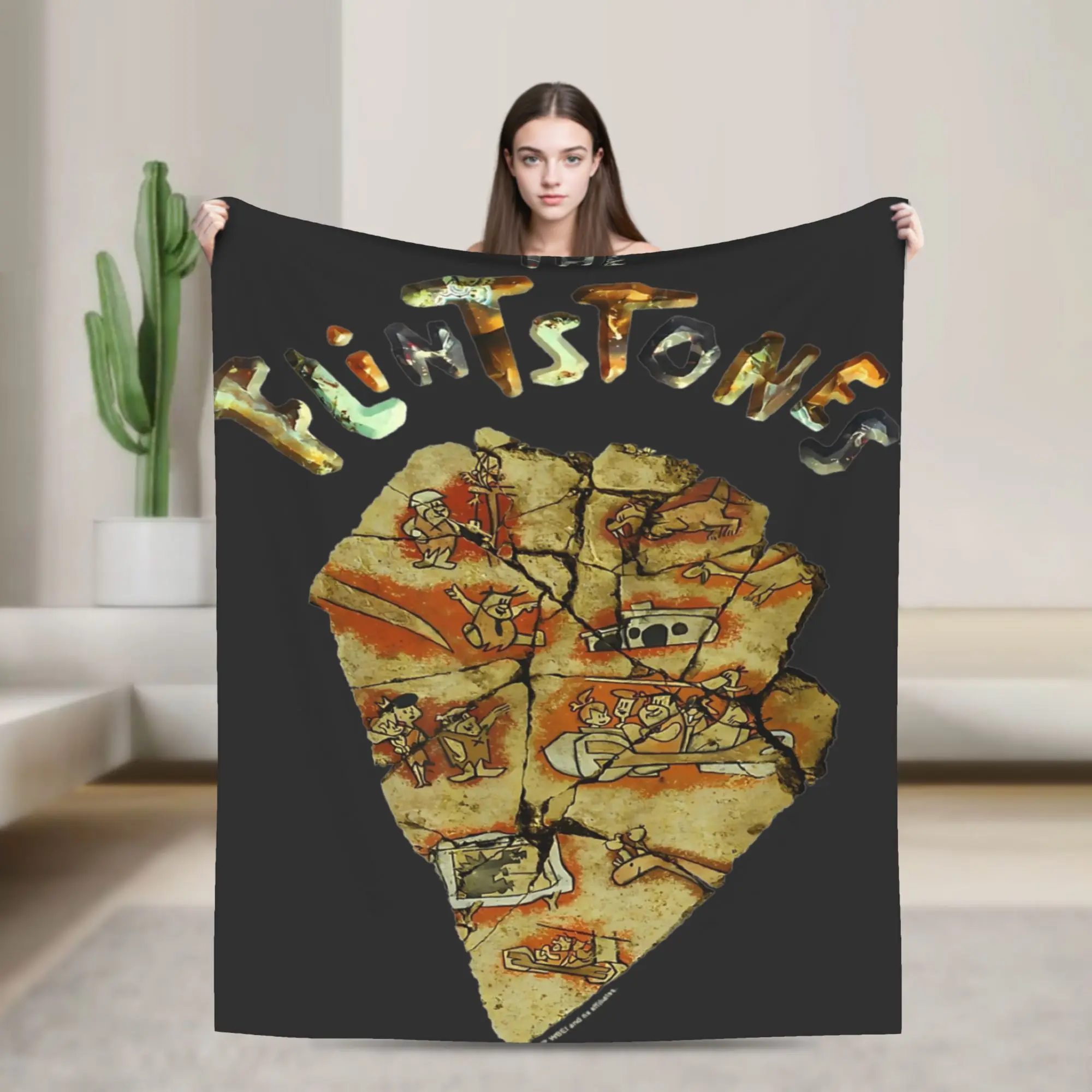 Vintage Movie The Flintstone cartoon Sitcom  Blankets Flannel  Relax Soft Throw Blankets for Bedding Plush Thin Quilt