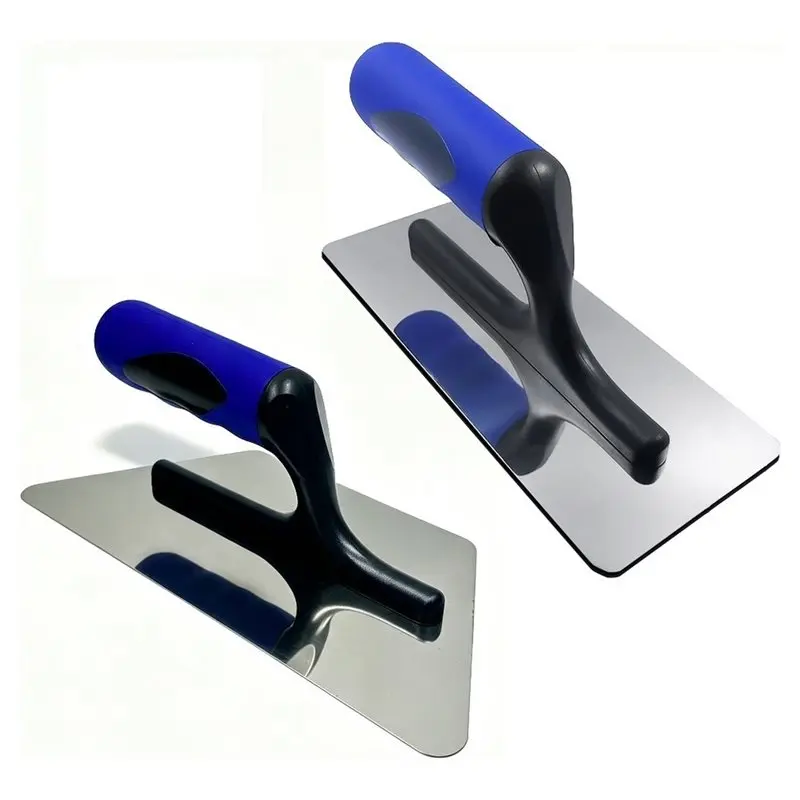 B97A-Drywall Tools For Finishing, 2 Pieces Stainless Steel Venetian Plaster Trowel Set, Trapezoid Thinset Trowel,Concrete Tool