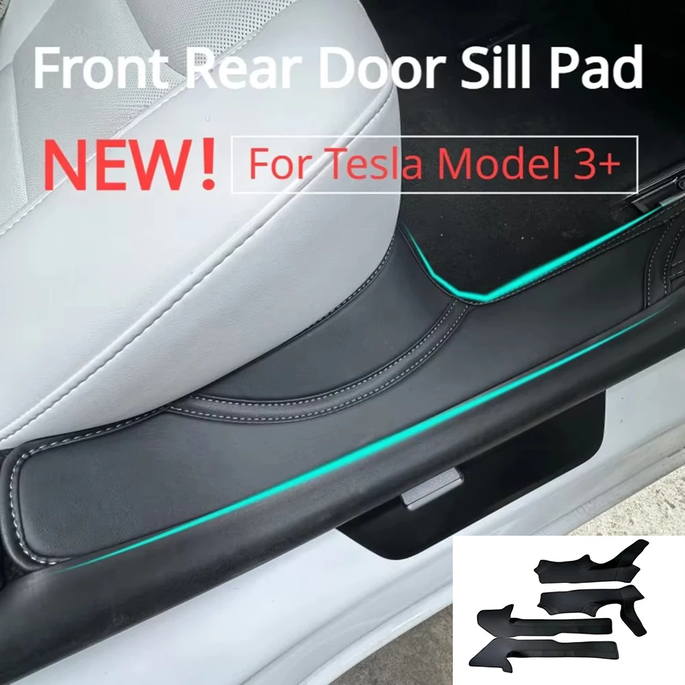 

4PCS Leather Door Sill Threshold Strip For Tesla Model3 Highland 2024/ Model3+ Interior Accessories