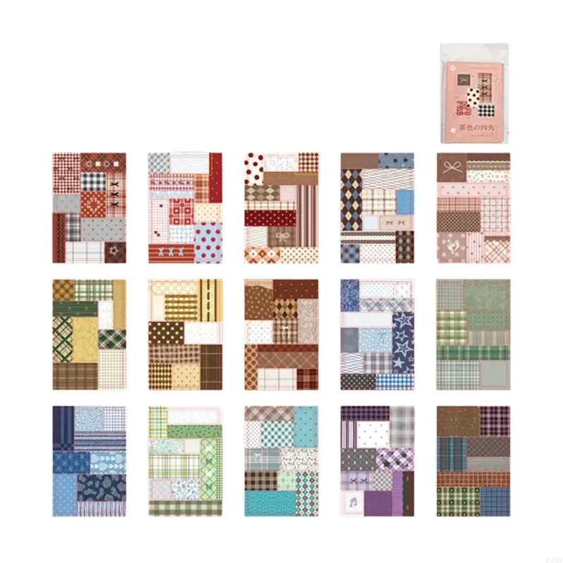 Patchwork Pattern Journaling Paper Set, 30 Sheet Writable Note Paper Pack for Journals, Notebook and Scrapbook Decoration F19E