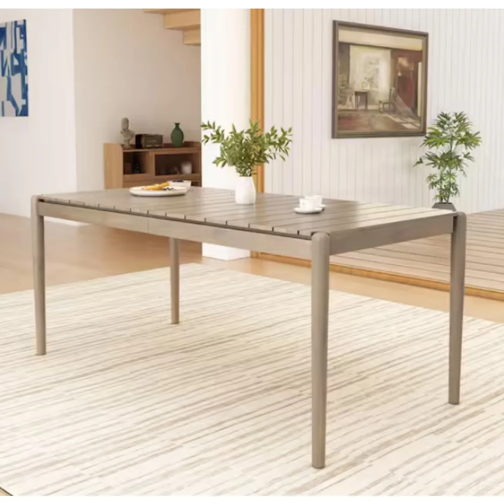 Demlow Light Ash Acacia Wood 4-legs Dining Table seats 6