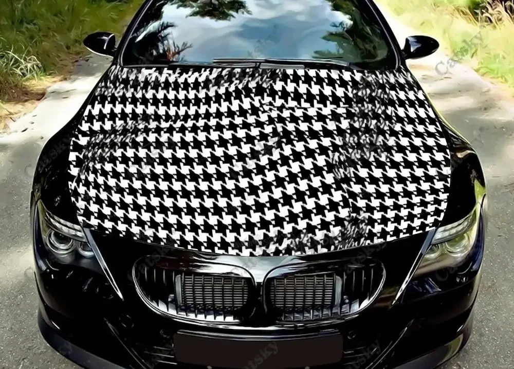 Retro Checkered Squares Pattern Car Hood Decal Truck Decals Vinyl Sticker Graphic Wrap Stickers Trucks Cars Bonnet Vinyls