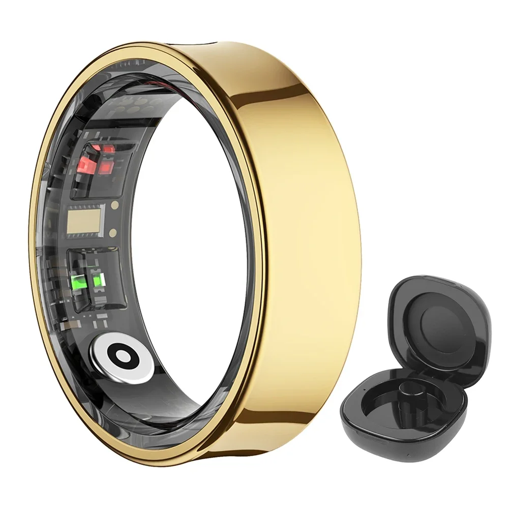 

Smart Ring 2025 Men Women, Fitness Sports Steel Ring with Charging Case, 5ATM Waterproof, Heart Rate Sleep Blood Oxygen Monitor