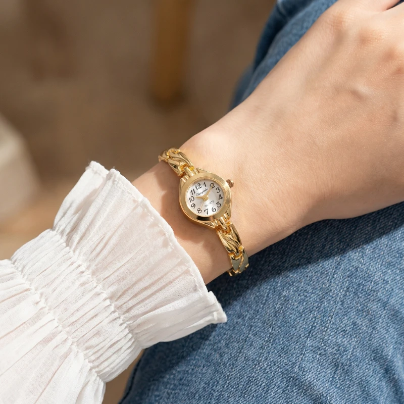 

Винтажные женские часы, модные часы с браслетом из золотого сплава для женщин, элегантные женские наручные часы с маленьким аналоговым циферблатом, часы Montre
