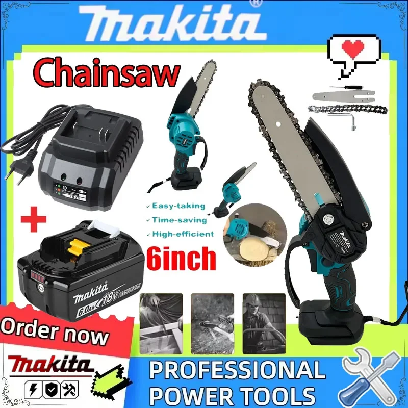 

Электрическая цепная пила Makita 6 дюймов, ручная портативная пила для распиловки древесины, садовый инструмент для обрезки деревьев, электроинструмент