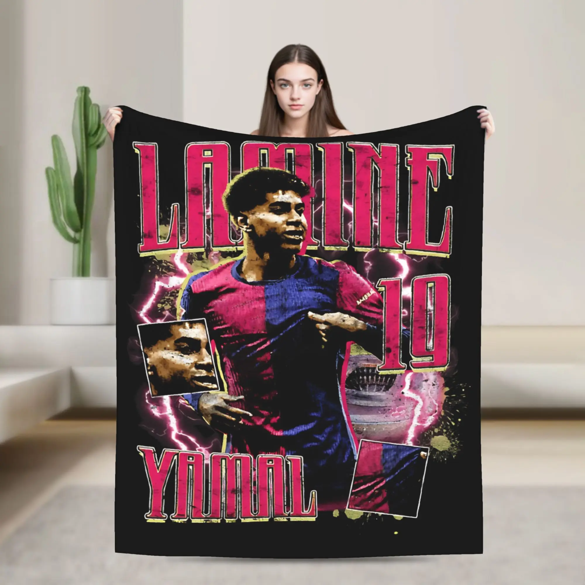 Lamine Y-Yamal Blanket Cover Flannel Number 10 Football Lightweight Thin Throw Blanket for Car Sofa Couch Bed Rug