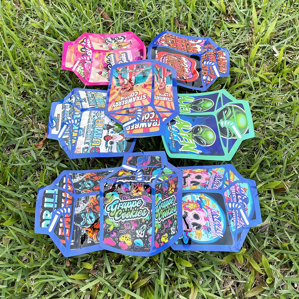 30 قطعة رائحة برهان مايلر الحقيبة ختم الغذاء أكياس بسحاب الأغلاق غير النظامية شكل الكرتون Zushi الحقائب التوابل مسحوق حقيبة التخزين