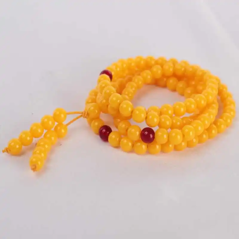 8mm 108 artificial amber bead bracelet elastic Peace Health Wrap Yoga Mala Party Handmade Sacred Fragrant Prayer