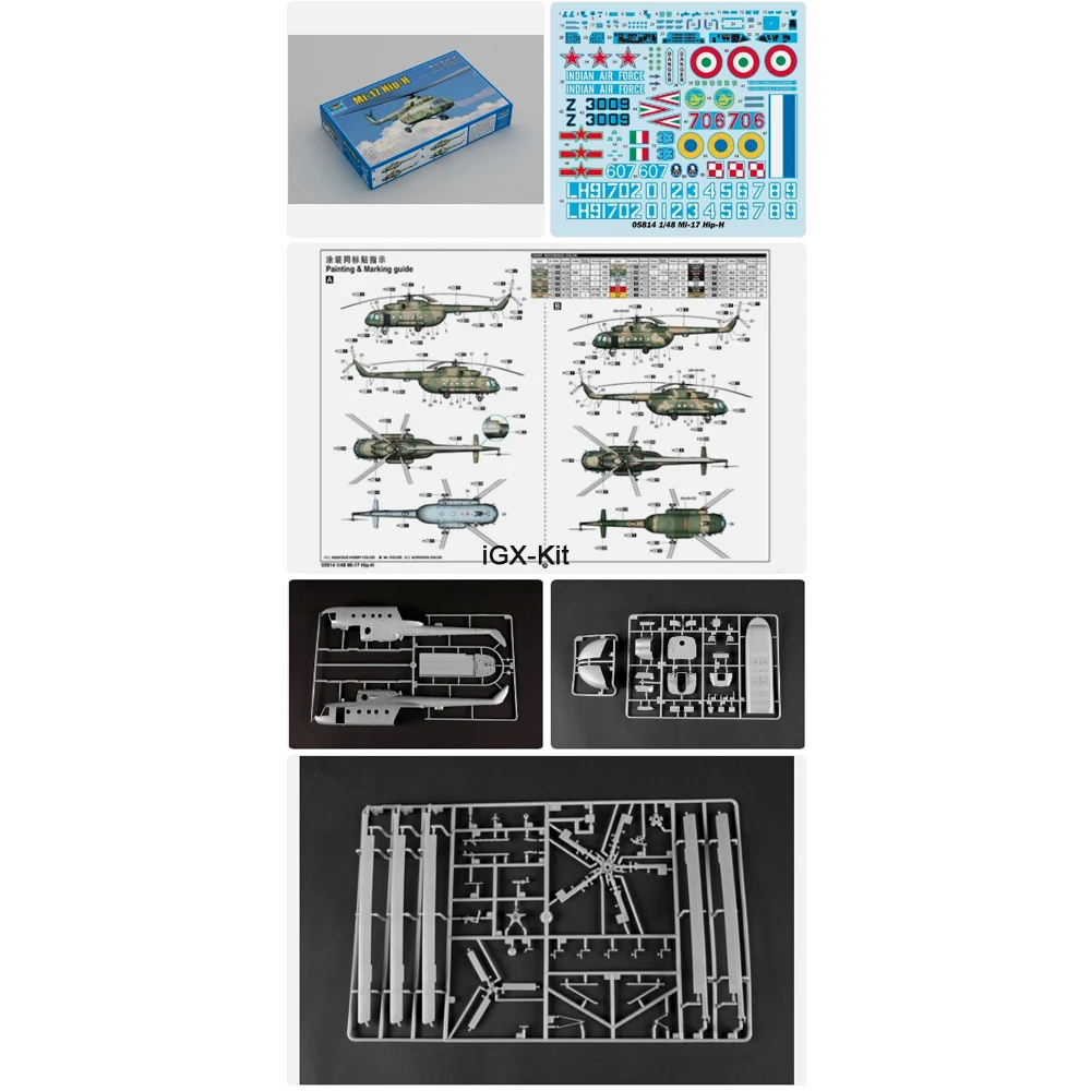

Trumpeter 05814 1/48 Scale Soviet MI17 MI-17 HIP-H Medium Transport Helicopter Plastic Assembly Model Toy Building Kit