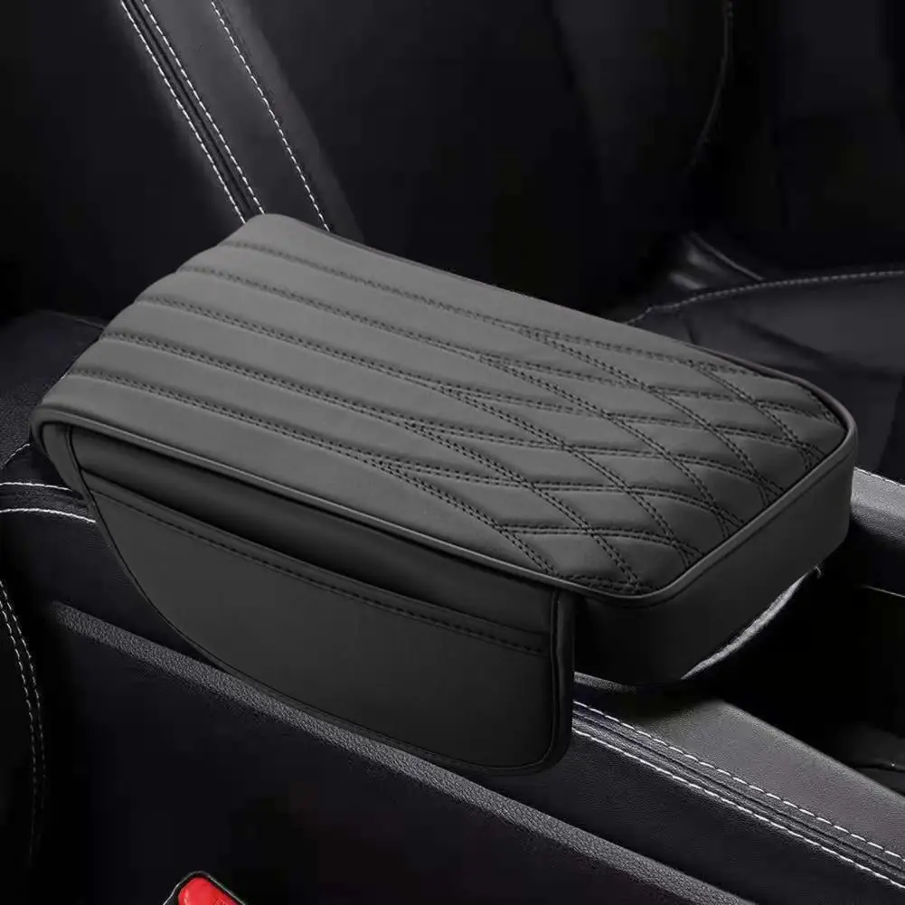 Car Armrest Cushion Adjustable Armrest Cover Waterproof Memory Foam Car Console Cover with Adjustable Straps for Ultimate