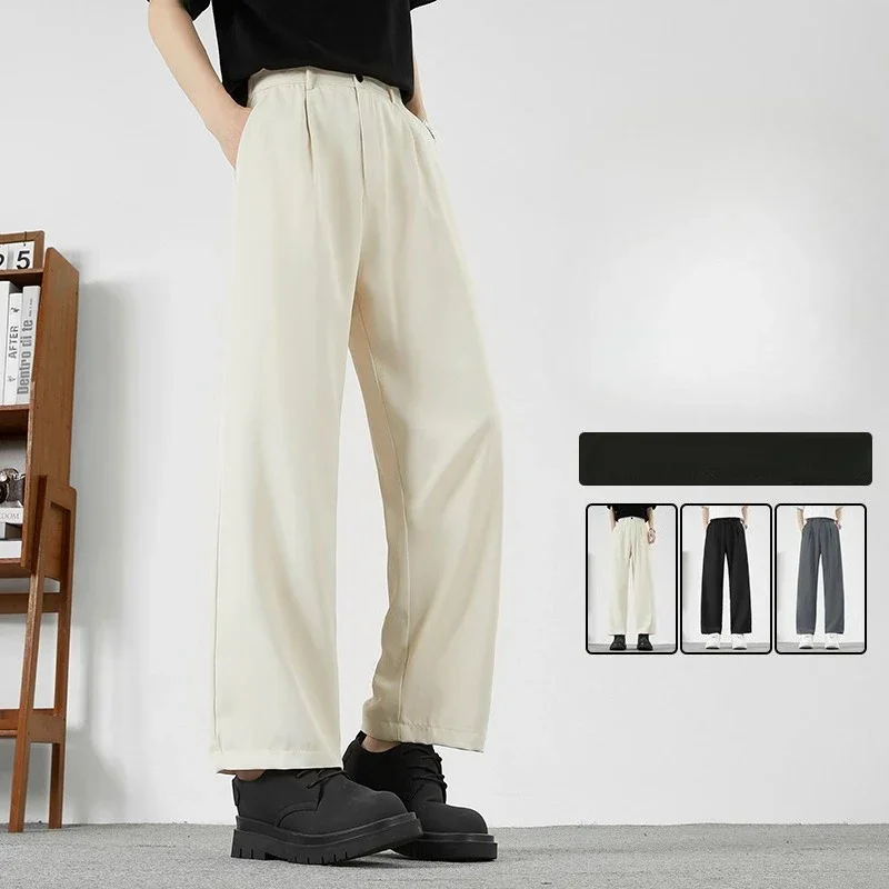 Brand Luxury Quality Baggy Suit Pants Man Business Casual Elastic Waist Workwear Korean Fashion Work Formal Drape Trousers Male