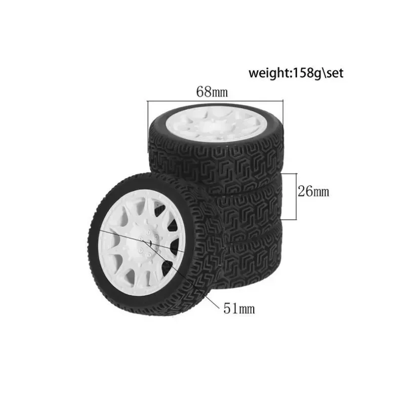 

4pcs 68mm Rally Tires Rubber Tire Wheel Tyre for Tamiya XV01 XV02 TT01 TT02 PTG-2 1/10 RC Rally Racing Car Upgrade Parts