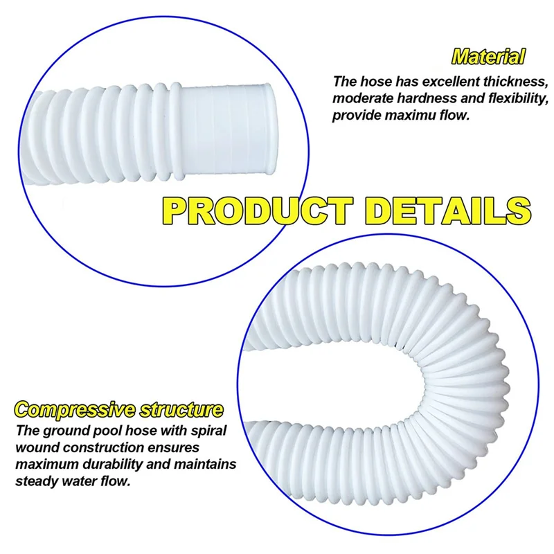 12st Zwembadslangen Voor Bovengrondse Zwembaden, 1.25Inch Diameter 59Inch Lange Pompslang Compatibel Voor Pompmodel 607, 637