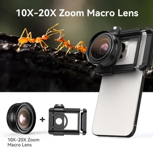 Apexel-Micro-Telefonkamera, Makro, Zoom, Makro, Support Eye, Makro, iPhone, Samsung, alle Smartphones, 10-20x. 8 Hauptverkäufe von SMS -Jagdkammer - №7