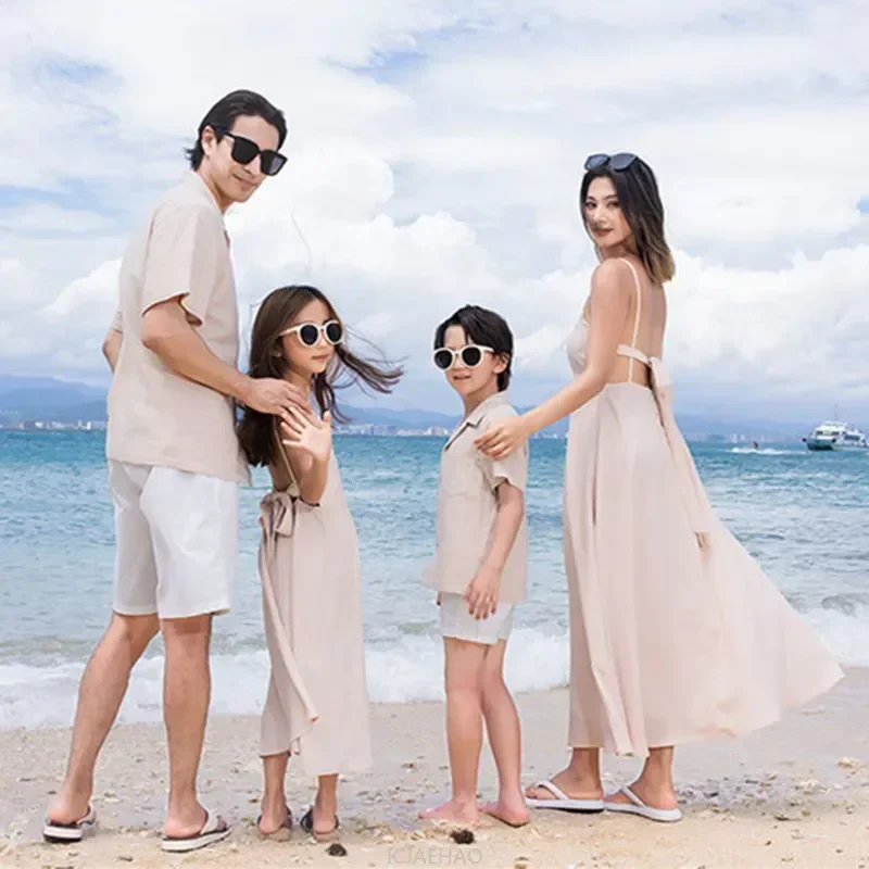 

Family Clothes for Parents and Children Look Mother Daughter Dress Outfits Dad Baby Set Vacation Matching Clothing Father Son