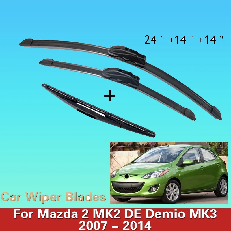 

Front Rear Wiper Blades Set For Mazda 2 MK2 DE 2007 - 2014 Mazda2 Demio MK3 Accessories Windscreen Windshield Brushes 2008 2013