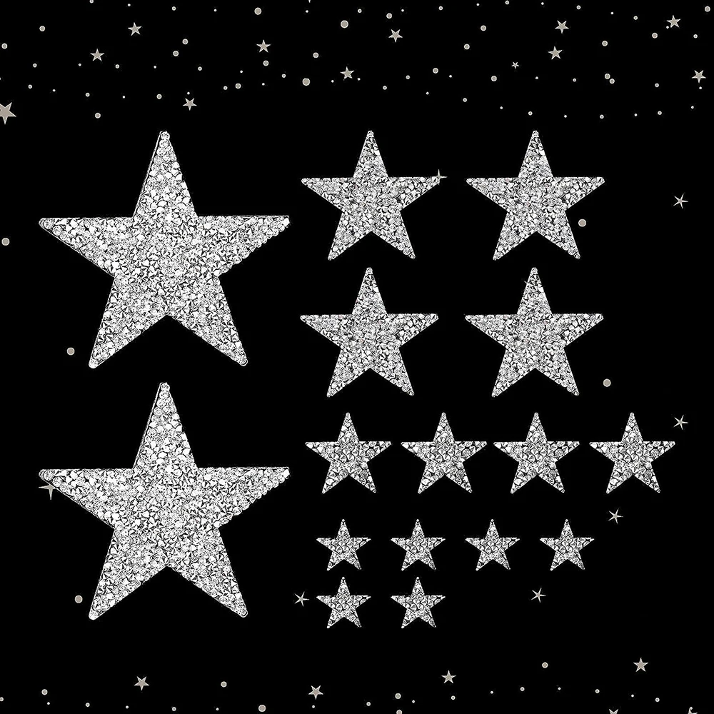 4 pçs glitter estrela ferro em remendos apliques strass ferro em remendos de estrela para diy roupas jeans sacos chapéus reparação decoração