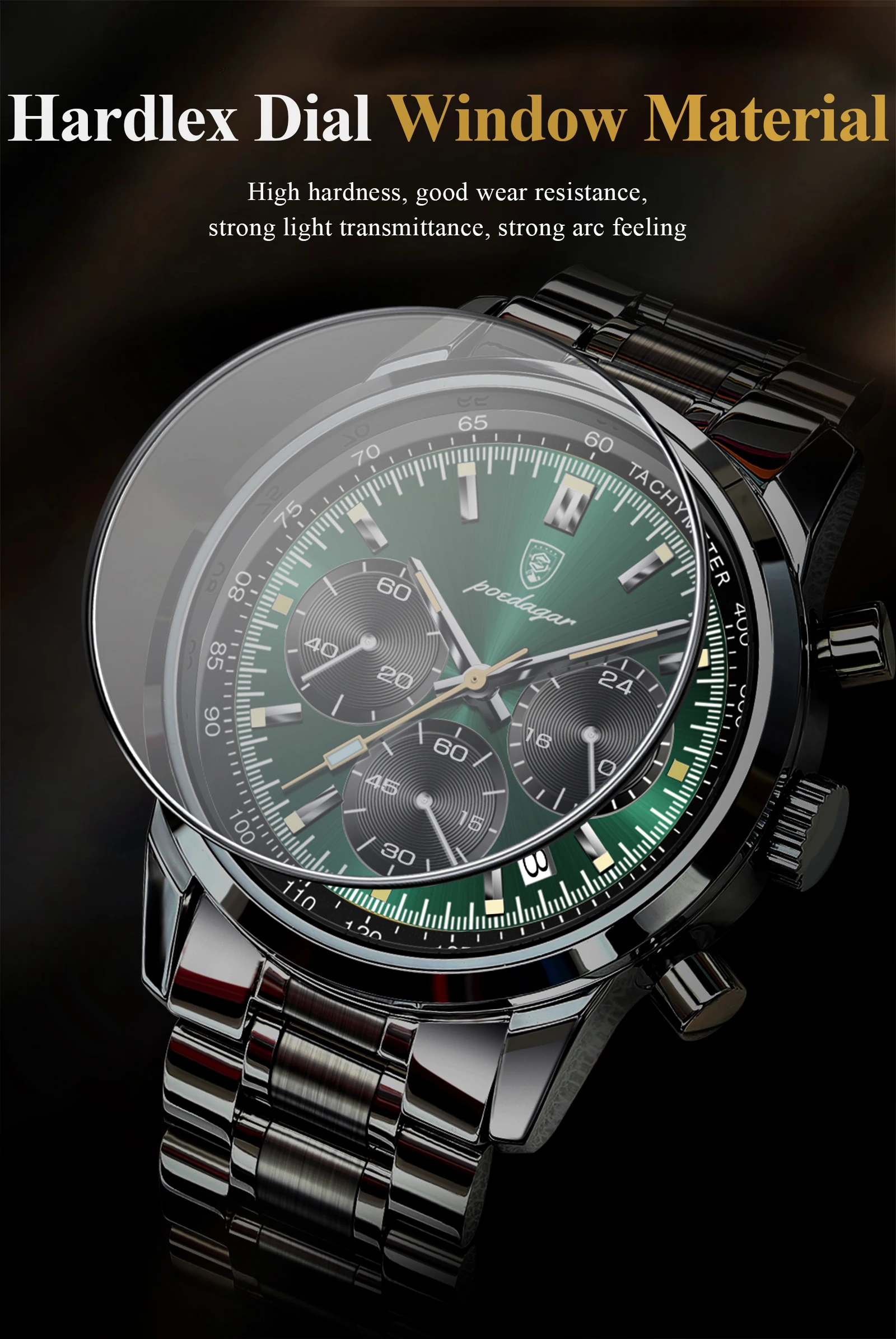 POEDAGAR Top Luxus Männer Uhr Wasserdicht Leucht Datum Chronograph Mode herren Quarzuhr Edelstahl Sport Mann Uhren – Detail 11