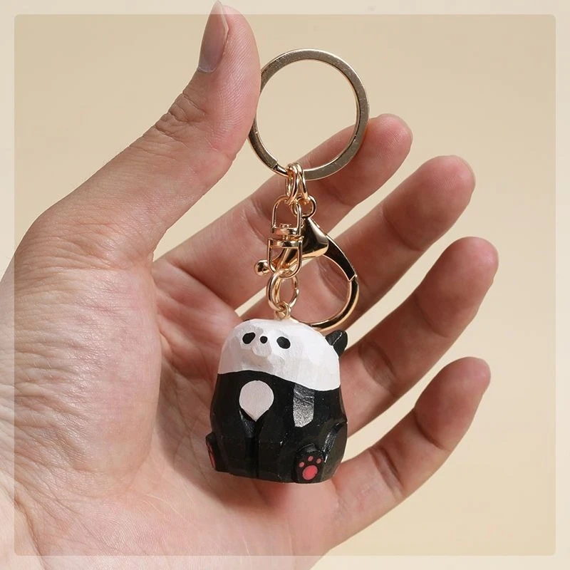 

Solid Wood Handmade Panda Wood Carving, Car Hanging Ornament, Keychain, Bag Charm, Creative Gift, Christmas Gift