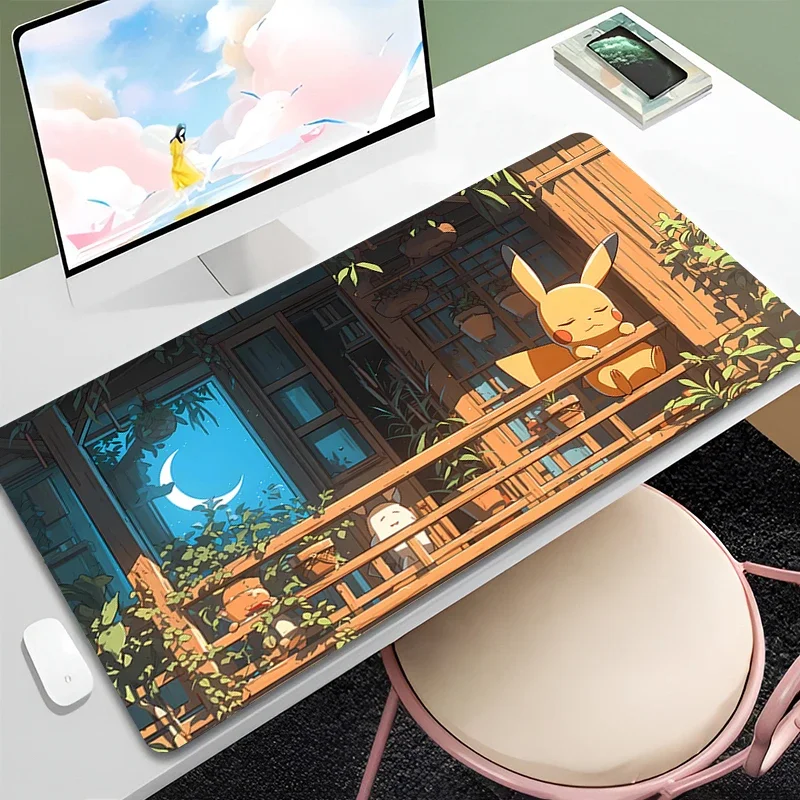 XXL 핫 애니메이션 피카츄 마우스패드 귀여운 사무실 고무 책상 매트 귀여운 키보드 액세서리 미끄럼 방지 마우스 패드 맞춤형 게이머 카펫