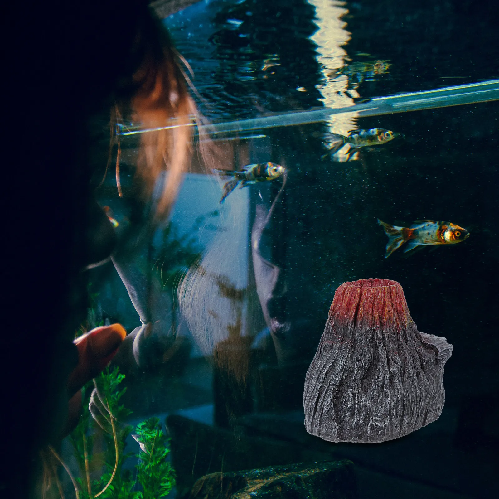 

Искусственный декор для аквариума: вулкан из смолы с реалистичными деталями, украшение для аквариума, элемент ландшафтного дизайна