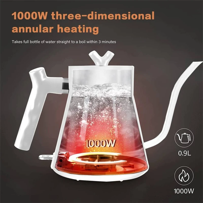 Electric Kettle with 1000W Fast Heating water pot 304 Stainless Steel Electric Water Kettle & Coffee Kettle Temperature Indicate