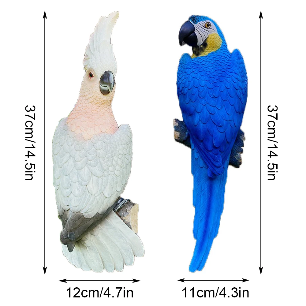 1pc montowany na ścianie posąg papugi, symulacja ogrodowa rzemiosło żywiczne, krajobraz DIY rzeźby ogrodowe, do ogrodu na trawnik wystrój domu
