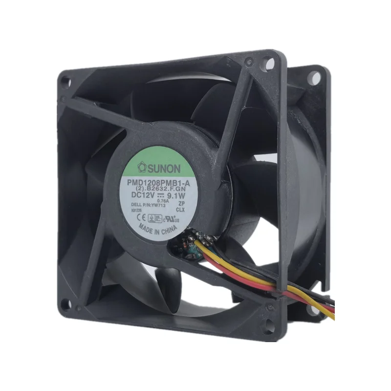 Ventilador de refrigeração do servidor, SUNON, PMD1208PMB1-A, 8038, 80mm, 12V, 9.1W, 3 linhas, 80x80x38mm, novo