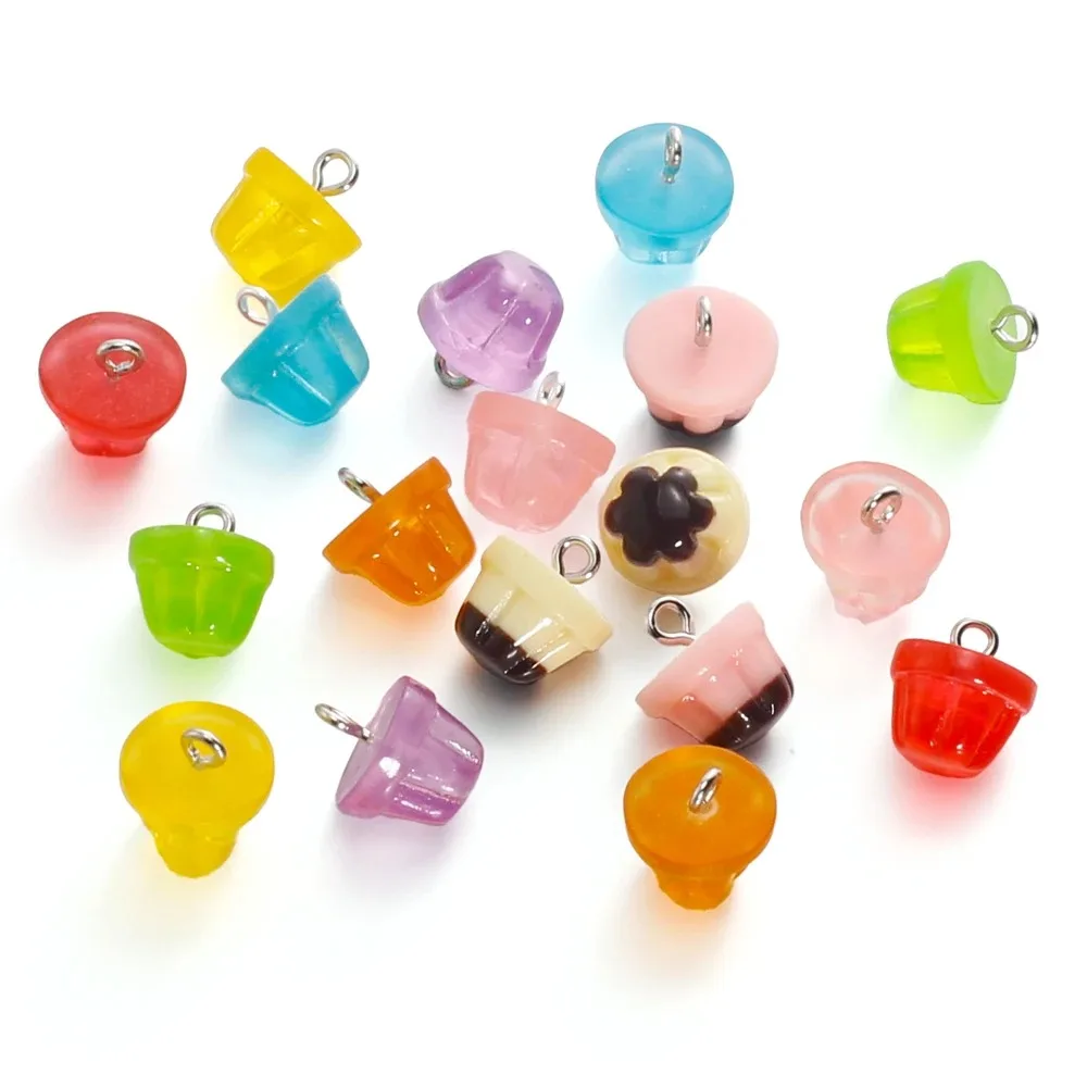 10pcs Cute Kawaii Mini Jelly Resin Food Pendants Small Charms for Jewelry Making Supplies Diy Choker Necklace Earings Findings