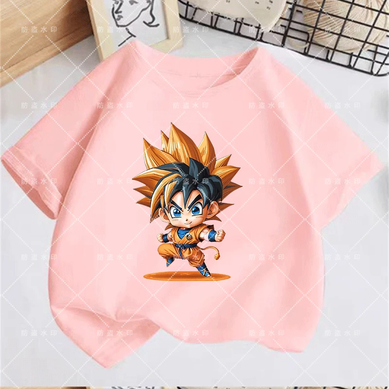 Sudadera con capucha de DragonBall para niños y niñas, de manga corta Camiseta deportiva, Goku, ropa de verano, 2024