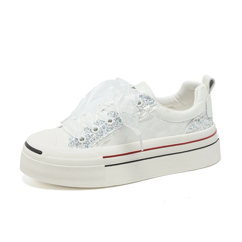 

CICIYANG Women's Sneakers 2026 Spring New Split Leather Thick-soled Round Toe Lace-up Trainers Ladies Shoes Student Shoes Girl