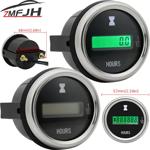 52mm medidor de hora eletrônico led verde digital horas medidor contador universal para motocicleta carro barcos marinhos atv 12v 24v