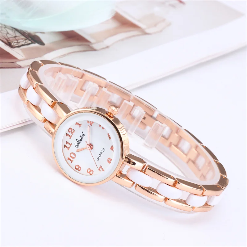 WOKAI high quality 18K rose Gold fashion casual women\'s small dial bracelet Luxury quartz watch Student girl clock vintage