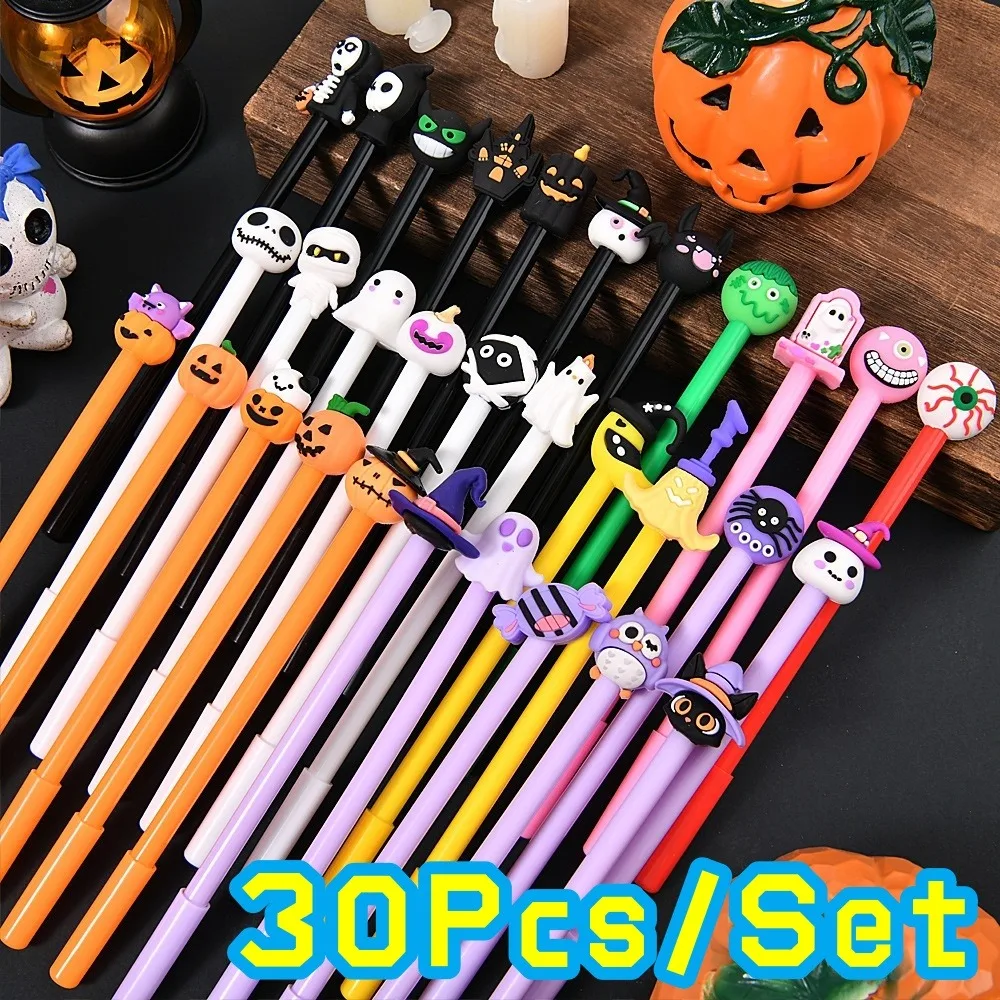 

30pcs Cartoon Halloween Gift Gel Pen Student Prize Plastic Writing Tool Water-based Pen Cute Shaped Signature Pen