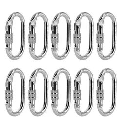 MagiDeal 10 Pieces Oval Shaped Alloy Steel Screw Locking Carabiner for Rock Climbing Tree Rigging 25KN CE Certified