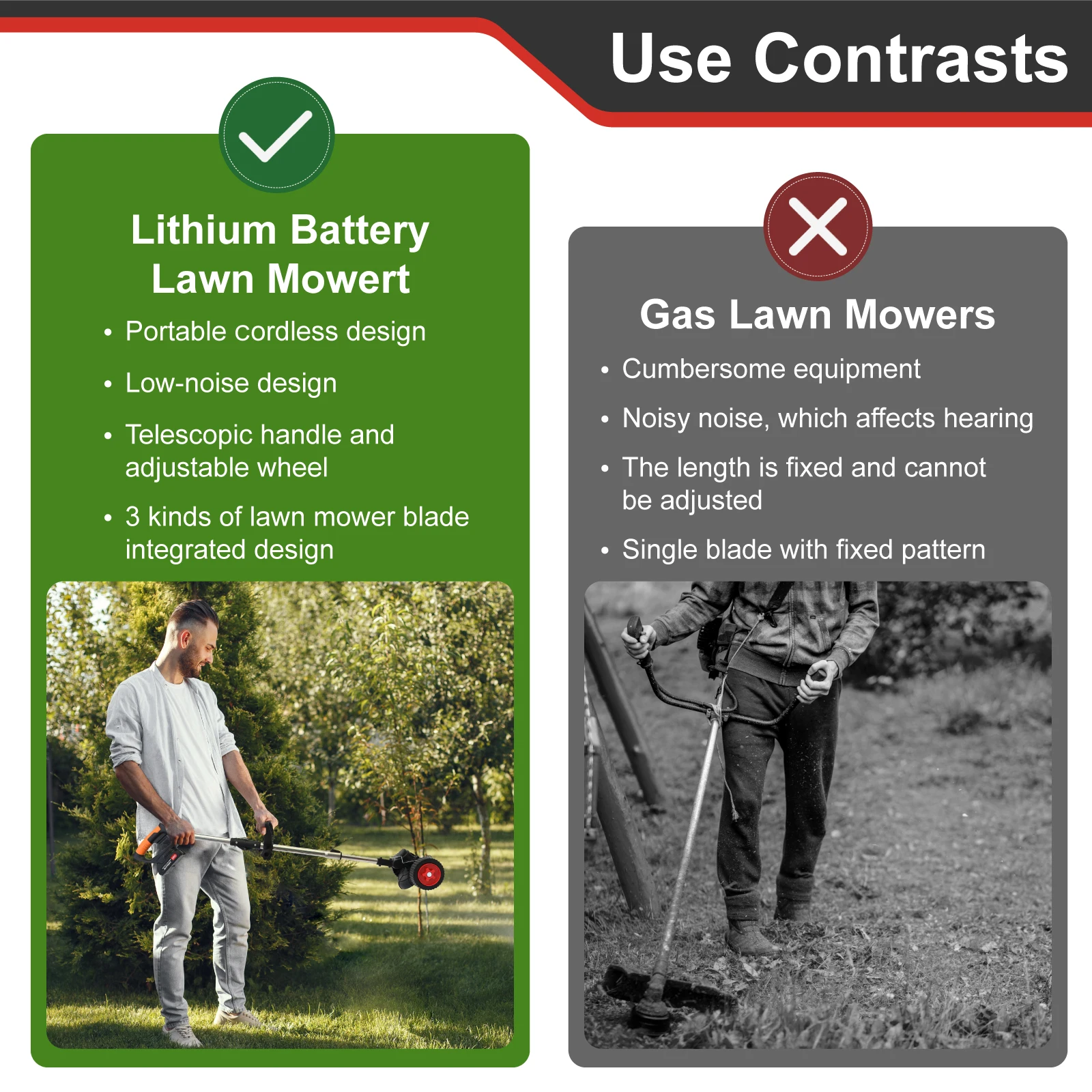 جزازة العشب الكهربائية اللاسلكية العشب الانتهازي 21 فولت فرش 18000 دورة في الدقيقة 2x5C 2000 مللي أمبير بطارية أسفل عجلة لأداة حديقة ساحة الحديقة