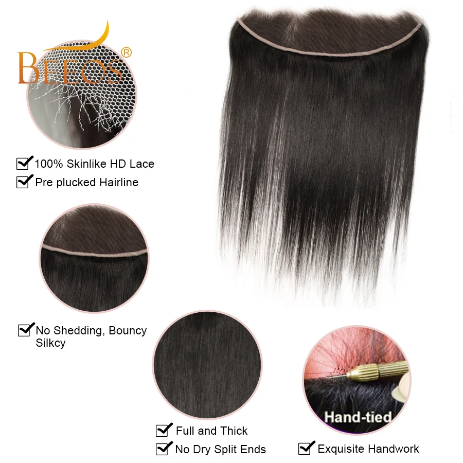 13X4 Real HD Lace Frontal 100% Human Hair Silky Straight Skinlike Lace Frontal Only Transparent Pre Plucked Remy Hair For Women