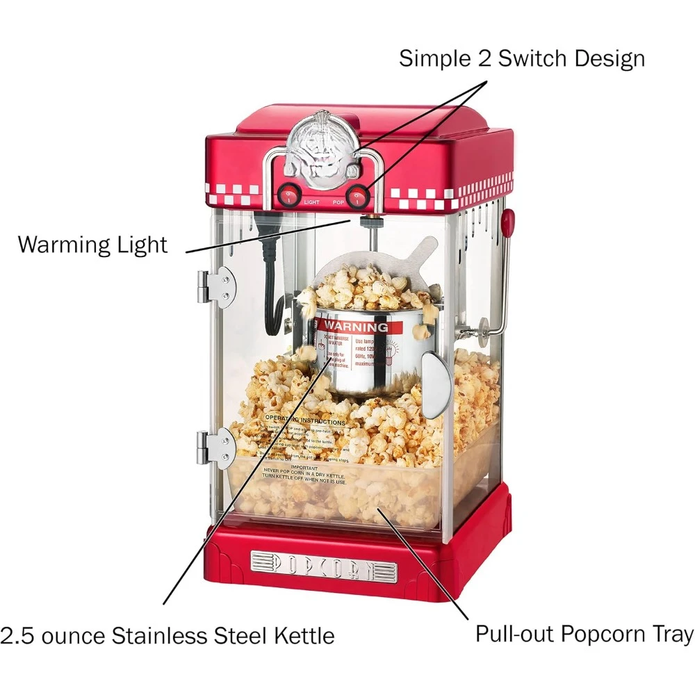 Машина для приготовления попкорна 2,5 унций, машина для приготовления попкорна с горячим базированием, настольный чайник, машина для приготовления попкорна