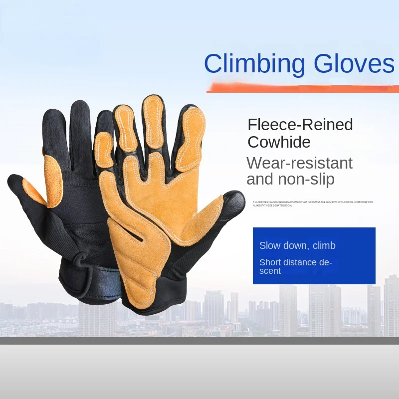 Imagem -01 - Yellow Cowhide Outdoor Tactical Rapel Luvas Engrenagem Esportiva de Escalada Engrossada Rapel Gear yellow cowhide outdoor tactical rapel luvas engrenagem esportiva de escalada engrossada rapel gear 01