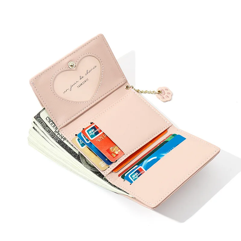 Dompet Lucu Kartun untuk Wanita, Dompet Kecil Anak Perempuan Pendek, Dompet Koin Tanah Pemblokir Warna, Tempat Kartu Multi-slot, Carteras Mujer