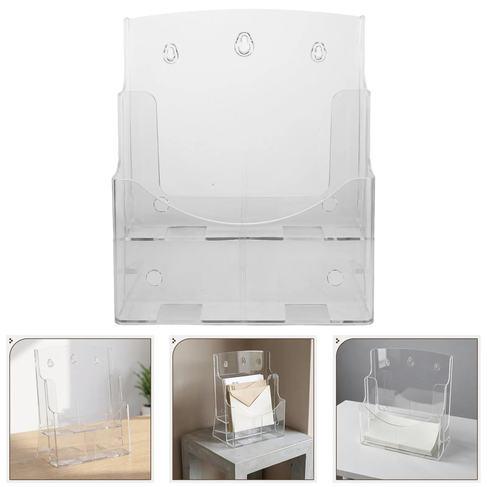Clear Acrylic Brochure Display Holder Desk Organizer 2 Tier Rack 9x11 Desktop Book Stand Literature Organizer Transparent Book